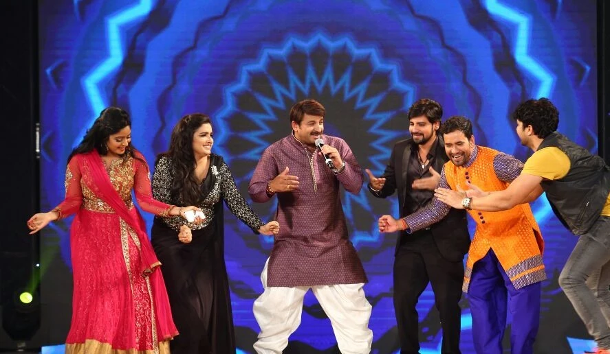 Rakesh Mishra with Popular Bhojpuri Actor and Actress